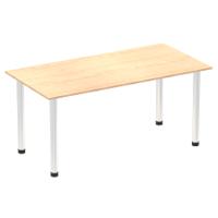 Impulse 1600mm Straight Table Maple Top Chrome Post Leg