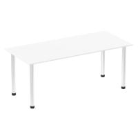 Impulse 1800mm Straight Table White Top Chrome Post Leg I003599