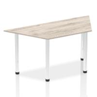 Impulse 1600mm Trapezium Grey Oak Top Chrome Post Leg