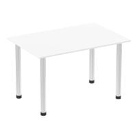 Impulse 1200mm Straight Table White Top Brushed Aluminium Post Leg I003632