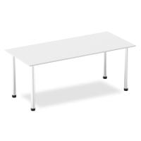 Impulse 1800mm Straight Table White Top Brushed Aluminium Post Leg I003647