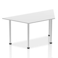 Impulse 1600mm Trapezium White Top Brushed Aluminium Post Leg