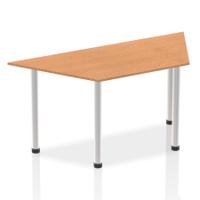 Impulse 1600mm Trapezium Oak Top Brushed Aluminium Post Leg
