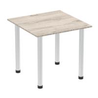 Impulse 800mm Square Table Grey Oak Top Aluminium Post Leg I003662