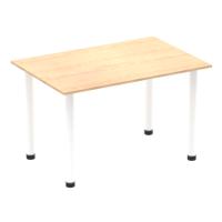 Impulse 1200mm Straight Table Maple Top White Post Leg