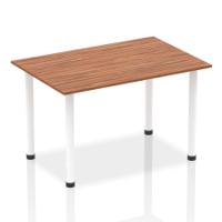 Impulse 1400mm Straight Table Walnut Top White Post Leg