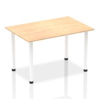 Impulse 1400mm Straight Table Maple Top White Post Leg