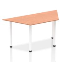 Impulse 1600mm Trapezium Beech Top White Post Leg