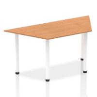 Impulse 1600mm Trapezium Oak Top White Post Leg