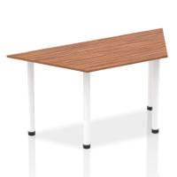 Impulse 1600mm Trapezium Walnut Top White Post Leg