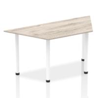 Impulse 1600mm Trapezium Grey Oak Top White Post Leg