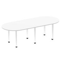 Dynamic Impulse W2400 x D1000 x H740mm Boardroom Table Post Leg White Finish Chrome Frame - I003725