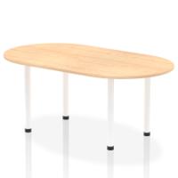 Dynamic Impulse W1800 x D1000 x H740mm Boardroom Table Post Leg Maple Finish White Frame - I003744