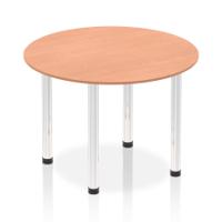 Impulse 1000mm Round Table Beech Top Chrome Post Leg
