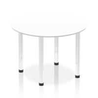 Impulse 1000mm Round Table White Top Chrome Post Leg