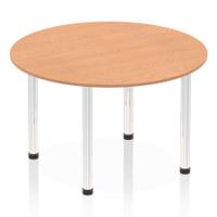 Impulse 1200mm Round Table Oak Top Chrome Post Leg