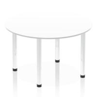 Impulse 1200mm Round Table White Top Chrome Post Leg