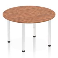 Impulse 1200mm Round Table Walnut Top Chrome Post Leg