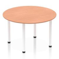 Impulse 1200mm Round Table Beech Top White Post Leg