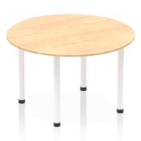Impulse 1200mm Round Table Maple Top White Post Leg