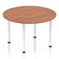 Impulse 1200mm Round Table Walnut Top White Post Leg