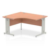 Dynamic Impulse 1400mm Left Hand Crescent Desk Beech Top Silver Cable Managed Leg I003842