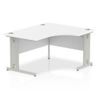 Dynamic Impulse 1400mm Right Crescent Desk White Top Silver Cable Managed Leg I003852