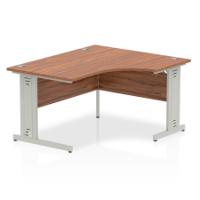 Dynamic Impulse 1400mm Right Crescent Desk Walnut Top Silver Cable Managed Leg I003853
