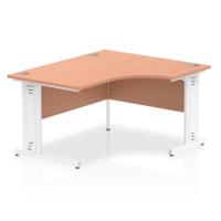 Dynamic Impulse 1400mm Right Crescent Desk Beech Top White Cable Managed Leg I003860