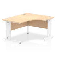 Dynamic Impulse 1400mm Right Crescent Desk Maple Top White Cable Managed Leg I003862