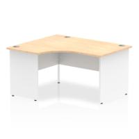Dynamic Impulse 1400mm Left Crescent Desk Maple Top White Panel End Leg I003880