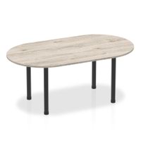 Dynamic Impulse 1800mm Boardroom Table Grey Oak Top Black Post Leg I004177