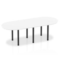 Dynamic Impulse 2400mm Boardroom Table White Top Black Post Leg I004186