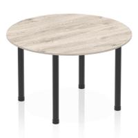 Impulse 1200mm Round Table Grey Oak Top Black Post Leg