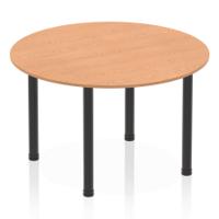 Impulse 1200mm Round Table Oak Top Black Post Leg