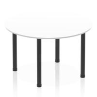 Impulse 1200mm Round Table White Top Black Post Leg