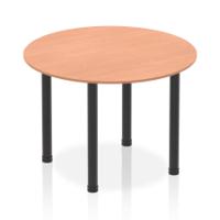Impulse 1000mm Round Table Beech Top Black Post Leg