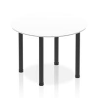 Impulse 1000mm Round Table White Top Black Post Leg