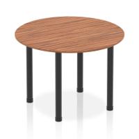 Impulse 1000mm Round Table Walnut Top Black Post Leg