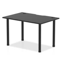 Dynamic Impulse Black Series 1200 x 800mm Straight Table Black Top with Cable Ports Black Post Leg I004200