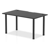 Dynamic Impulse Black Series 1400 x 800mm Straight Table Black Top with Cable Ports Black Post Leg I004201