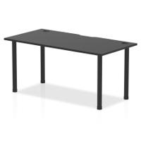 Dynamic Impulse Black Series 1600 x 800mm Straight Table Black Top with Cable Ports Black Post Leg I004202