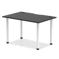 Impulse Black Series 1200 x 800mm Straight Table Black Top with Cable Ports White Leg