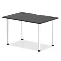Impulse Black Series 1200 x 800mm Straight Table Black Top with Cable Ports Aluminium Leg