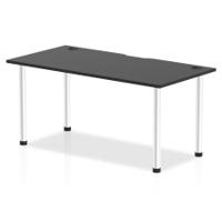 Impulse Black Series 1600 x 800mm Straight Table Black Top with Cable Ports Aluminium Leg