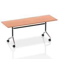 Dynamic Impulse 1800mm Flip Top Rectangular Table Beech Finish Silver Frame - I004311