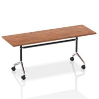 Dynamic Impulse 1800mm Flip Top Rectangular Table Walnut Finish Silver Frame - I004312