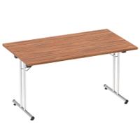 Dynamic Impulse W1400 x D800 x H715mm Rectangular Folding Table Walnut Finish Silver Frame - I004318