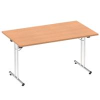 Dynamic Impulse W1400 x D800 x H715mm Rectangular Folding Table Oak Finish Silver Frame - I004321