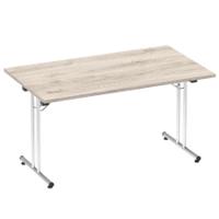 Dynamic Impulse W1400 x D800 x H715mm Rectangular Folding Table Grey Oak Finish Silver Frame - I004322